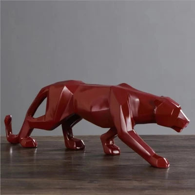 Panther Statue Figurine Abstract Geometric Style Leopard Sculpture for any room