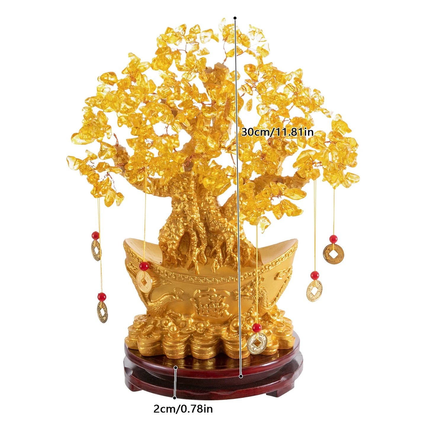 28cm/32cm Lucky Tree Resin Money Tree Ornaments Feng Shui Home Decor
