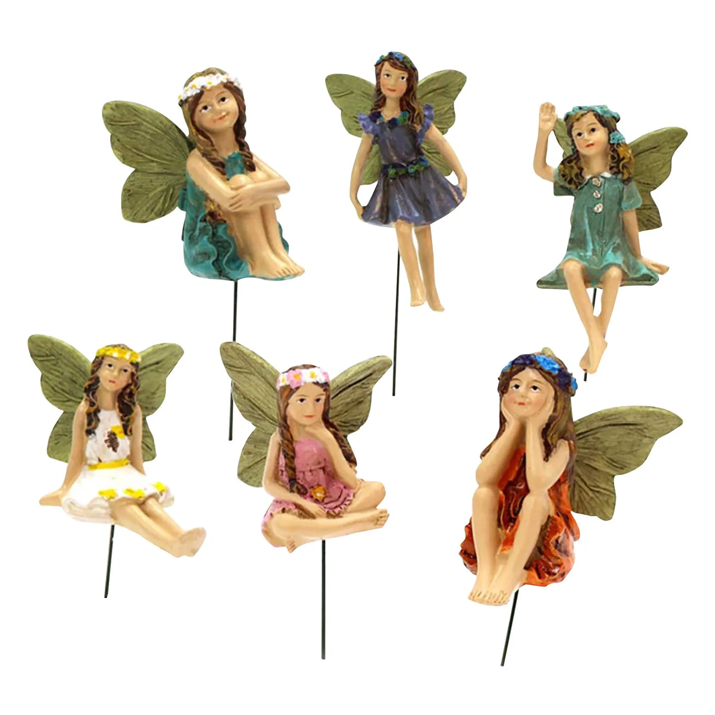 6pcs Fairies Mini Figurines Garden Home Decor Fairy-Ornament European Style Flower Statue Ornament