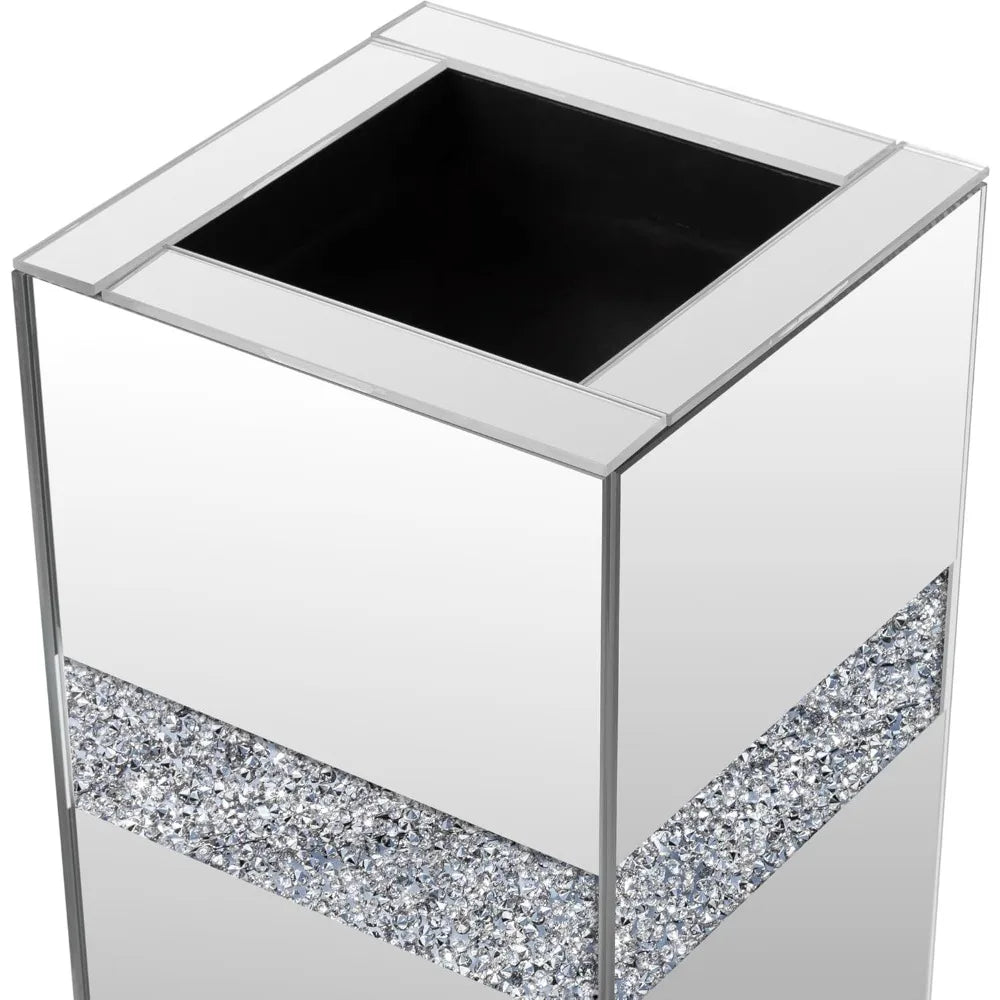 Mirrored Vase, Crushed Diamond Floor, Silver Vases Decor Living