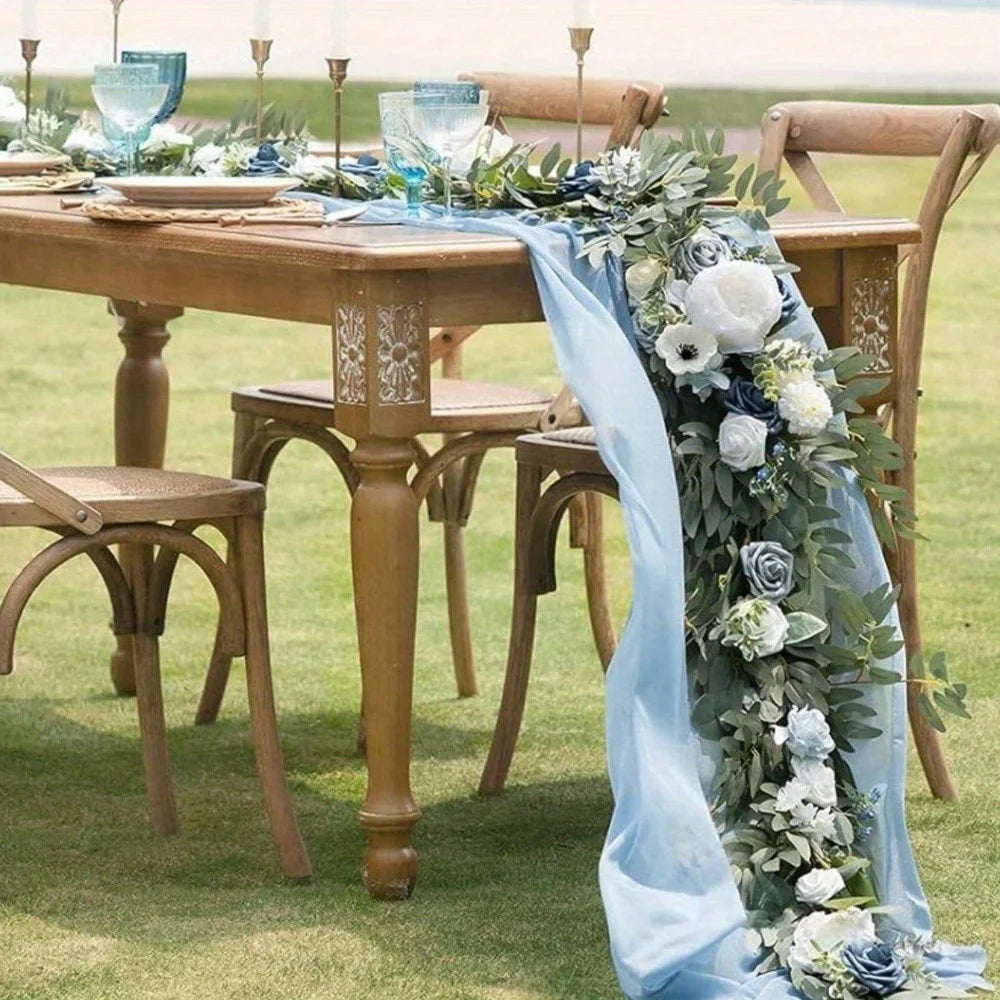 Eucalyptus Willow Leaf Garland with Flower, Handcrafted Sweetheart Arch Backdrop Decorations