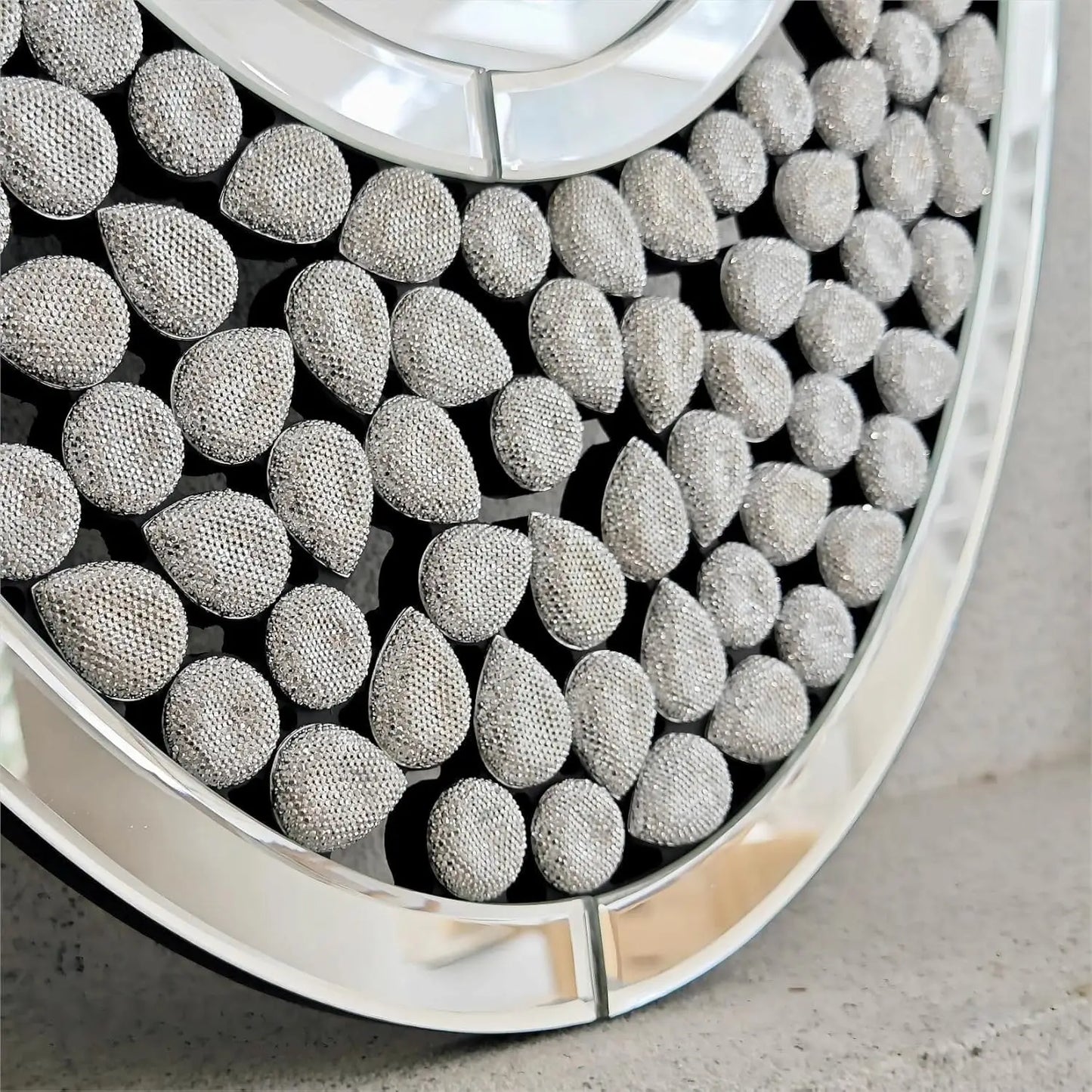 Modern Decor Mirror Wall Elliptical Vanity Mirror w Diamonds Crystal Frame for Home any Room