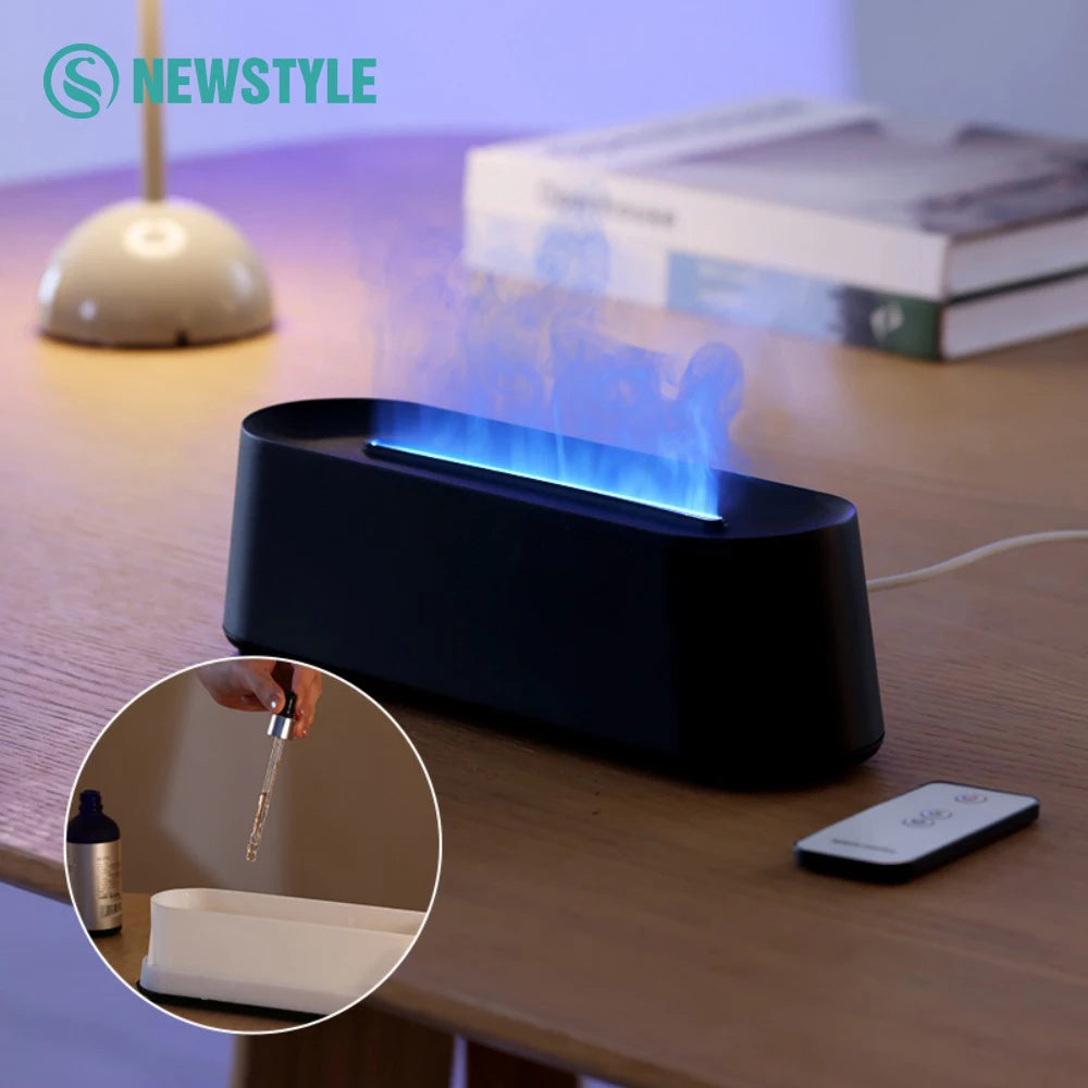 Humidifier Flame Aromatherapy Diffuser Can Add Essential Oils 7 Colors Flame Diffuser Timing Protection USB Humidifier