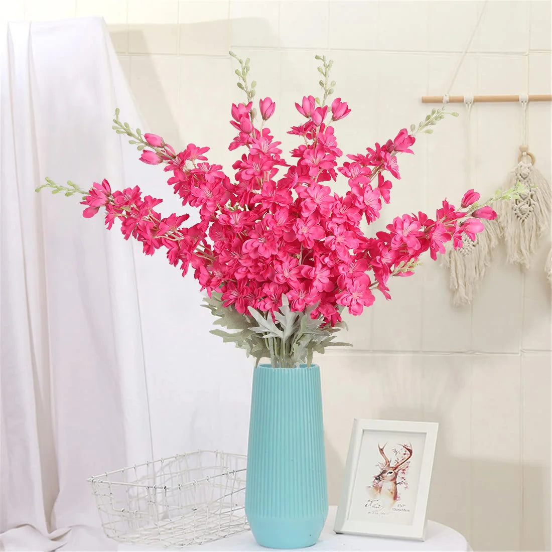 6 Pcs Delphinium Artificial Flowers for Vase Larkspur 33.5in Long Stem Faux Silk Flowers for Home Party Table Decor