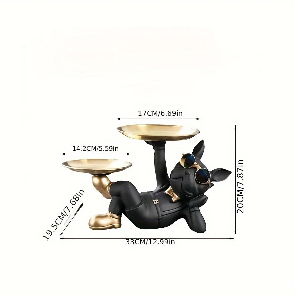 Bulldog Statue Tray, Perfect for Holding Keys, Wallets, Jewelry, Phones, And Other Small Accessories
