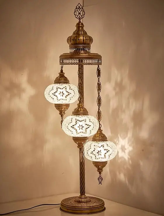 Turkish Moroccan Mosaic Floor & Table Lamp, Tiffany Style Colorful Exotic Oriental Bohemian Lamp
