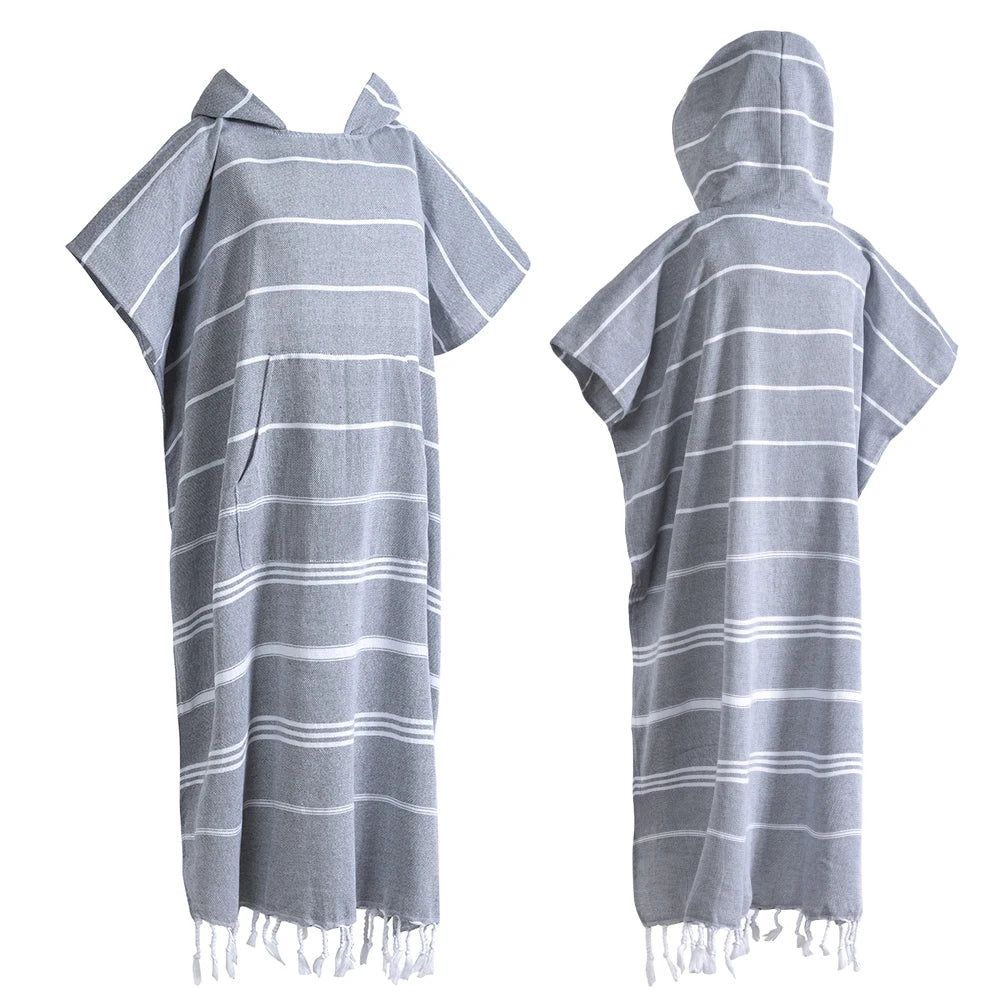 Turkish Wearable Beach Wear Sand proof Cotton Surf Poncho Hooded Wetsuit Quick Drying