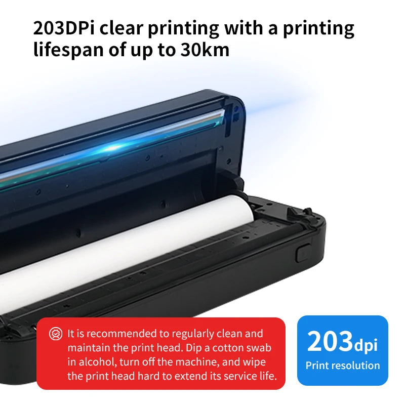 Inkless Portable A4 Thermal Printer Bluetooth PDF Excel Word Document Printing Machine Paper Roll