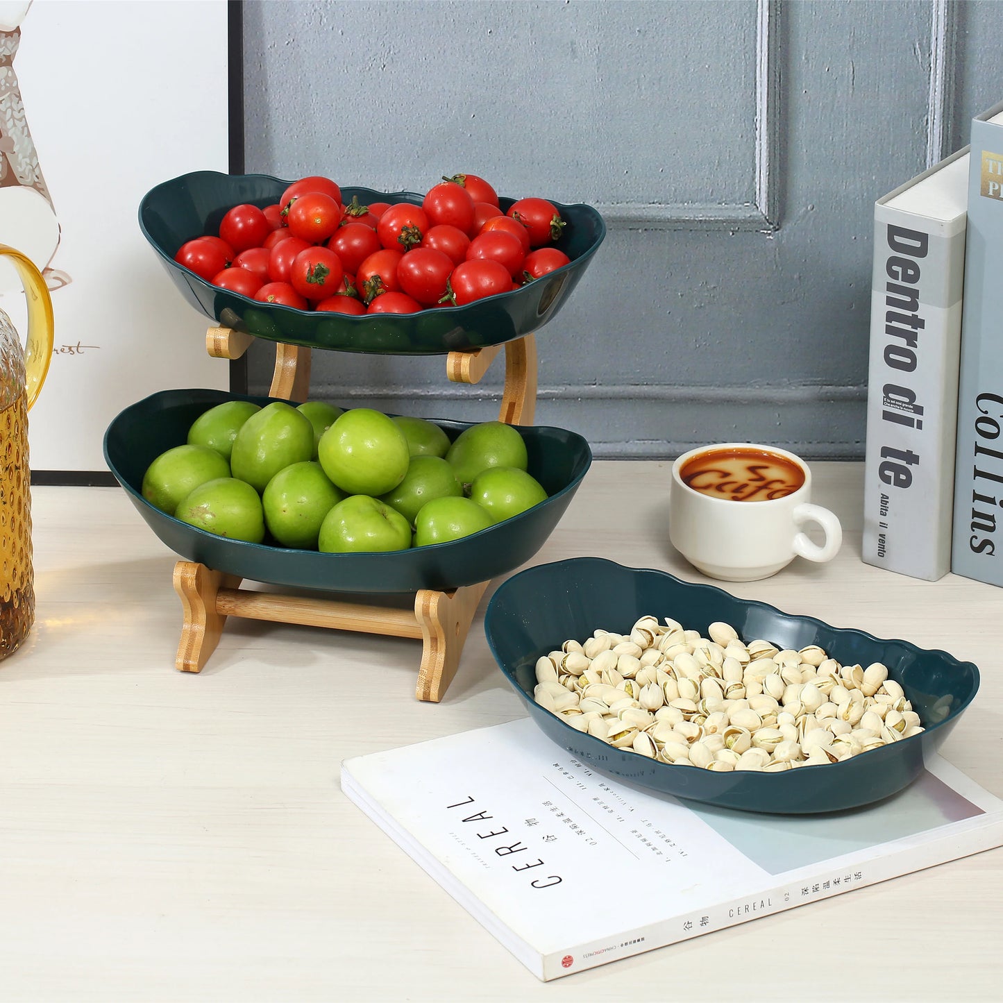 2/3 Layer Fruit Plate Plastic Snack Dish Creative Modern Dried Fruit Basket Candy Dish Cake Stand Salad Bowl