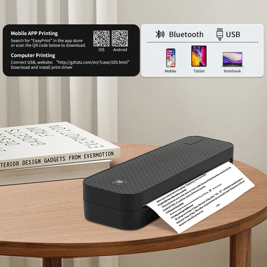 Inkless Portable A4 Thermal Printer Bluetooth PDF Excel Word Document Printing Machine Paper Roll