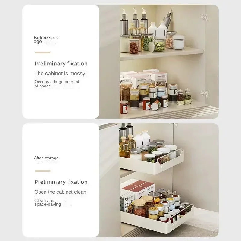 Storage Rack with Slide Rails Pull-out Drawer Storage Tray Box Storage Rack Cabinets Organizer