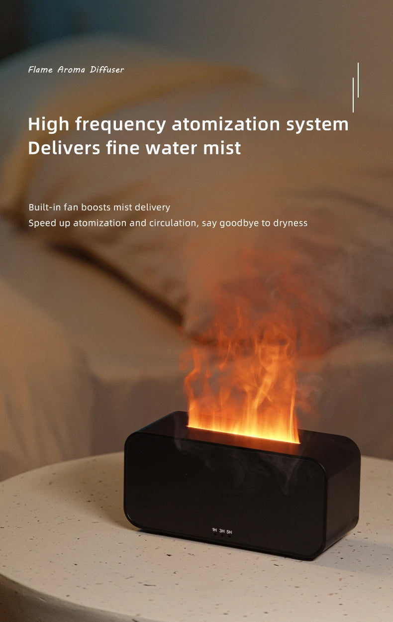 New Aroma Diffuser Humidifier Ultrasonic Cool Mist Fogger LED Essential Oil Flame Lamp
