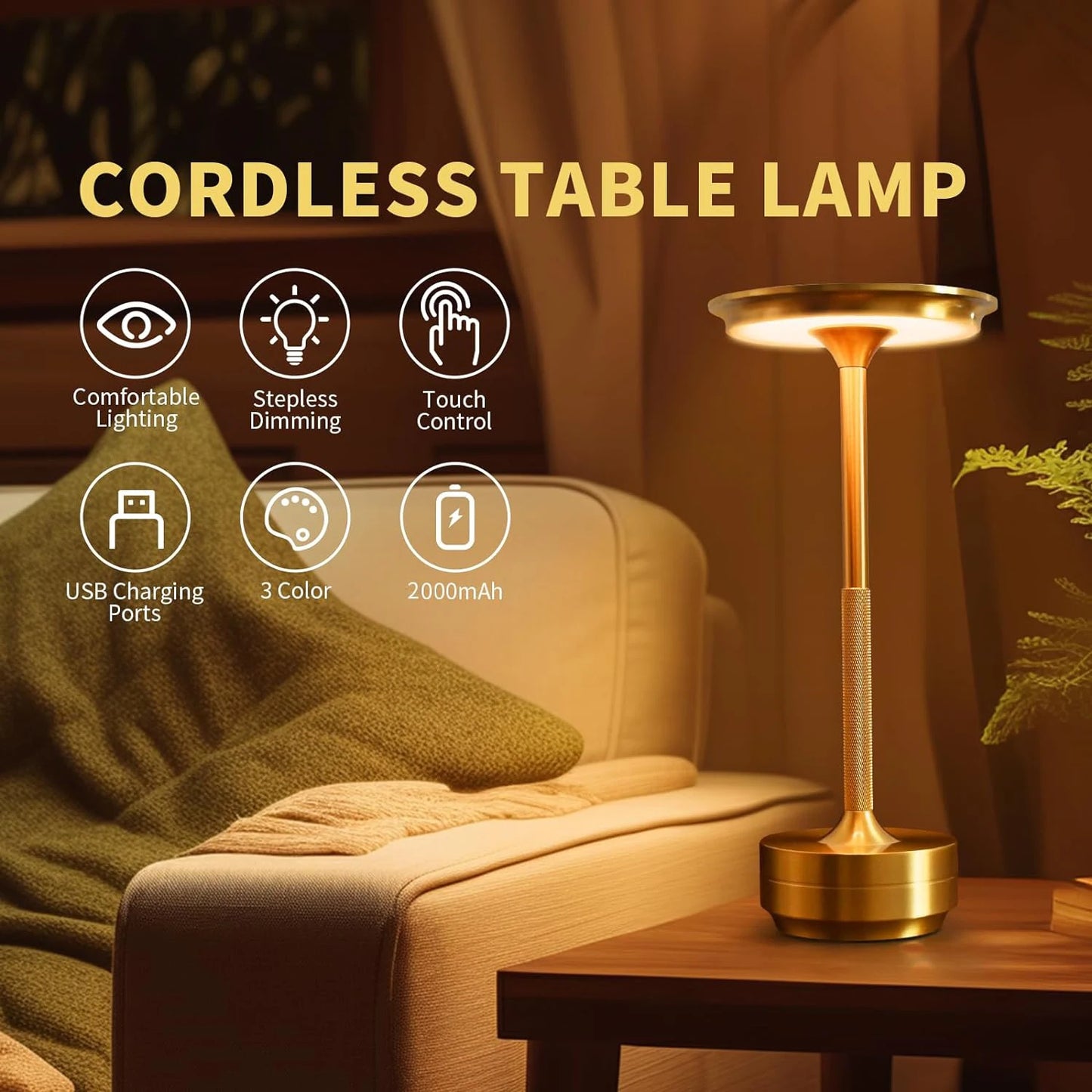 Wireless Charging LED Lamp Dimming Atmosphere Retro Portable Charging Touch USB Lamp