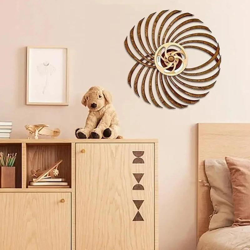 Handmade Retro Kinetic Wall Art Wooden Windmill Reversal Statue Home Decor Crafts