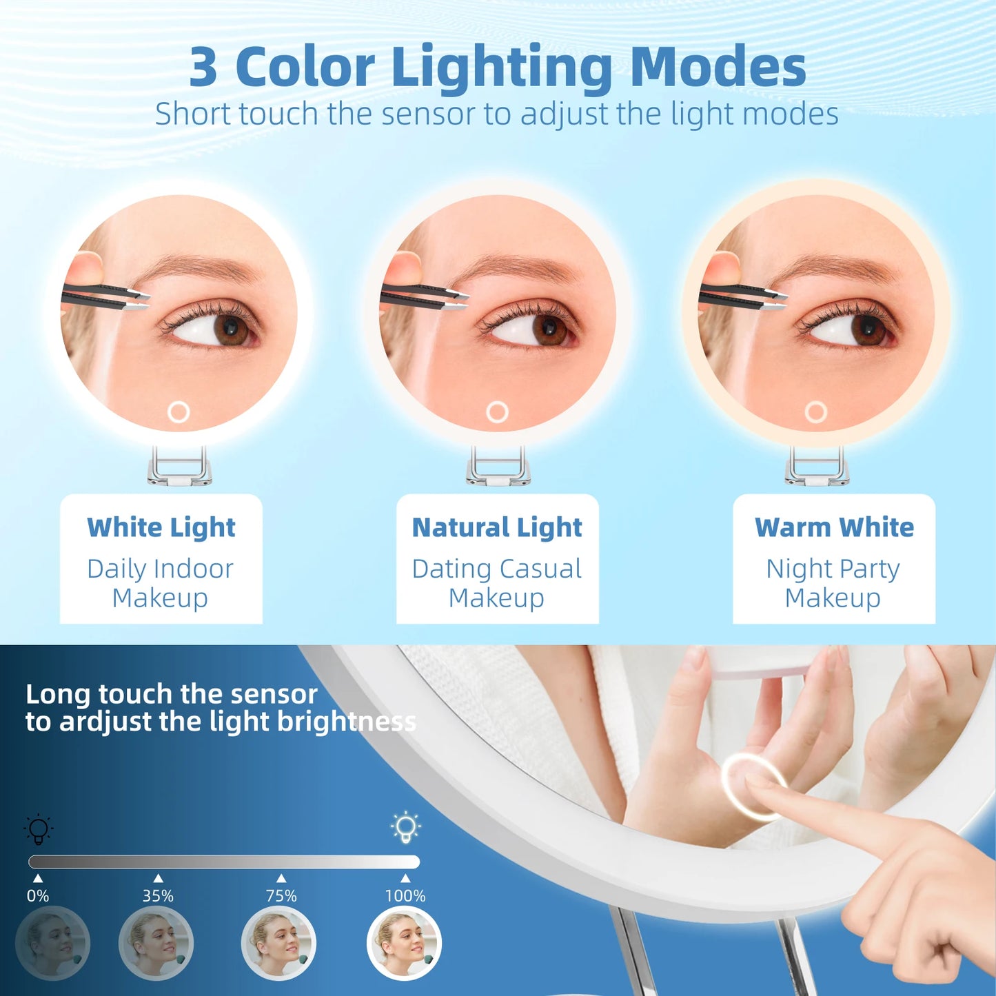 Magnifying Mirror with Light, 5-30X Magnified Mirror with 360° Adjustable Stand Suction Cup