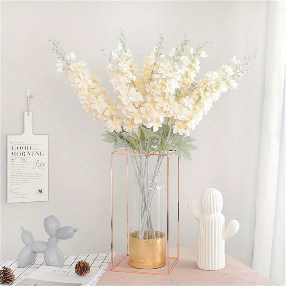 6 Pcs Delphinium Artificial Flowers for Vase Larkspur 33.5in Long Stem Faux Silk Flowers for Home Party Table Decor