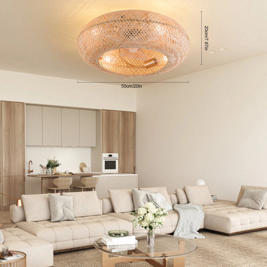 6-Speed Ceiling Fan, Woven Rattan Shade, Quiet & Energy Efficient,Perfect Home Decor