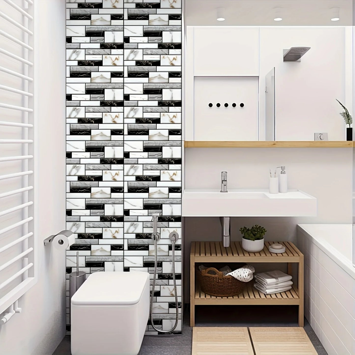 20PCS Self Adhesive Tile Wall Sticker Home Decor 3D pack Covers for Kitchen Cupboard Bath Waterproof