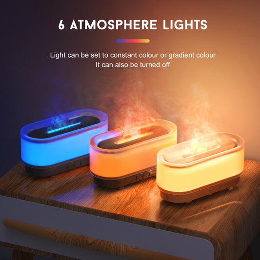 Humidifier 300ml 6 Colors Mood Simulation Flame Light Aromatherapy Diffuser Super Quiet Auto Shut-Off