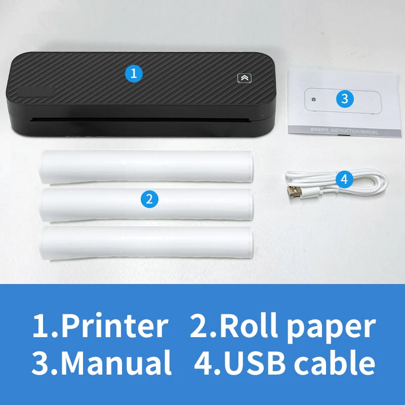 Inkless Portable A4 Thermal Printer Bluetooth PDF Excel Word Document Printing Machine Paper Roll
