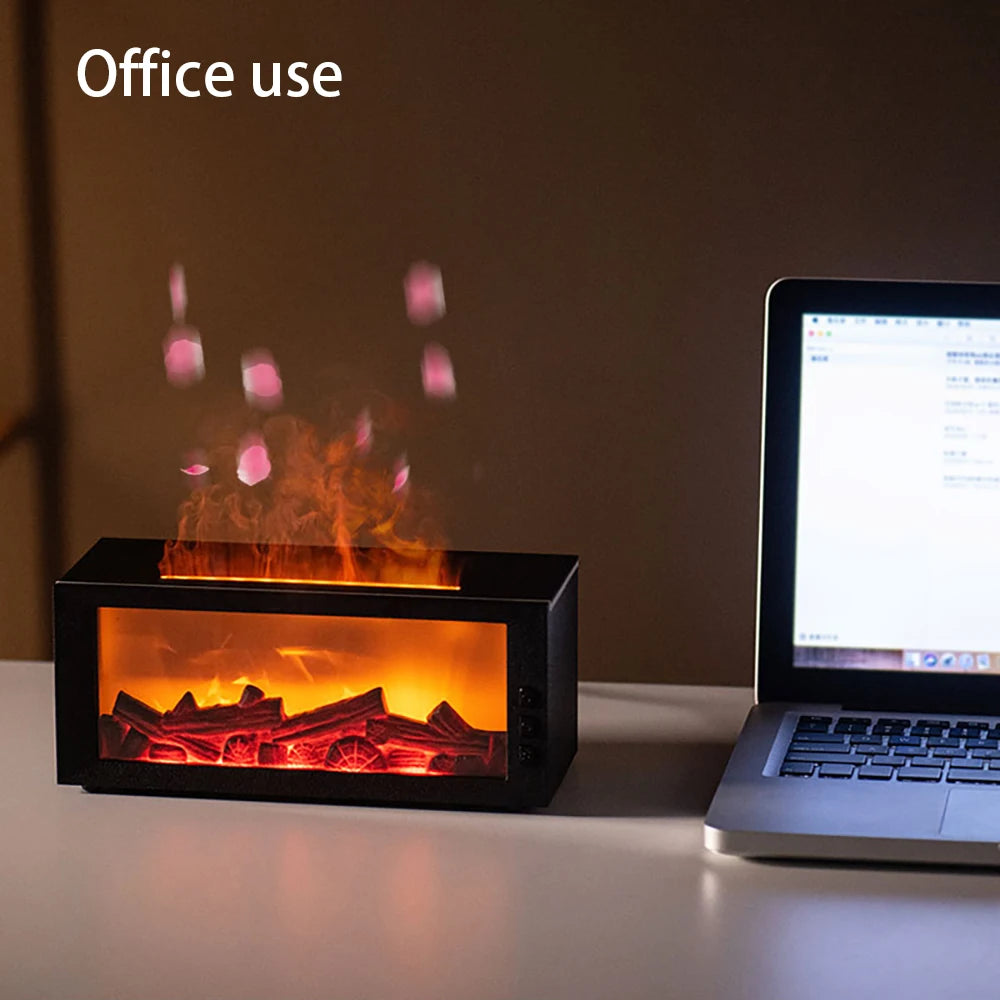 Aromatherapy Ultrasonic Humidifier Essential Oil Diffuser for Home Cool Mist Electronics Night Light realistic flame