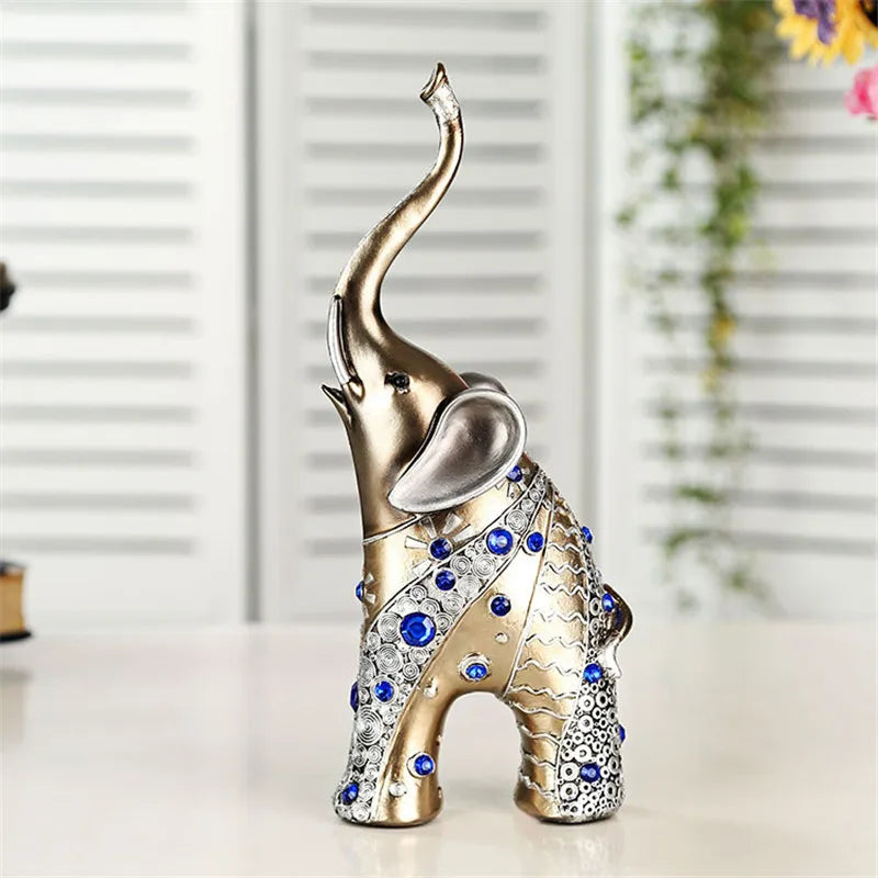 2pcs/set European Resin Elephant Mother and Child Animal Figurine Home Living Room Decoration Creative