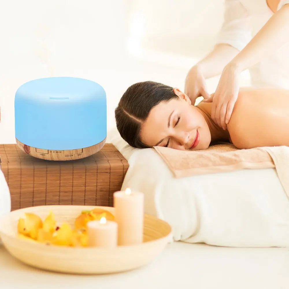 Air Humidifier With Remote Control Colorful Non-printed Ultrasound Aroma Diffuser Pure White Dark Light Wood Grain