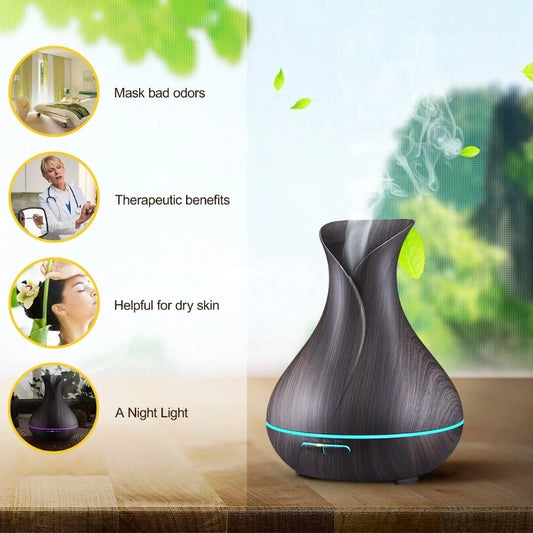Essential Oil Diffuser Mist Maker Fogger Large Capacity Ultrasonic Air Humidifier with LED Lights for Home Aroma Diffuser