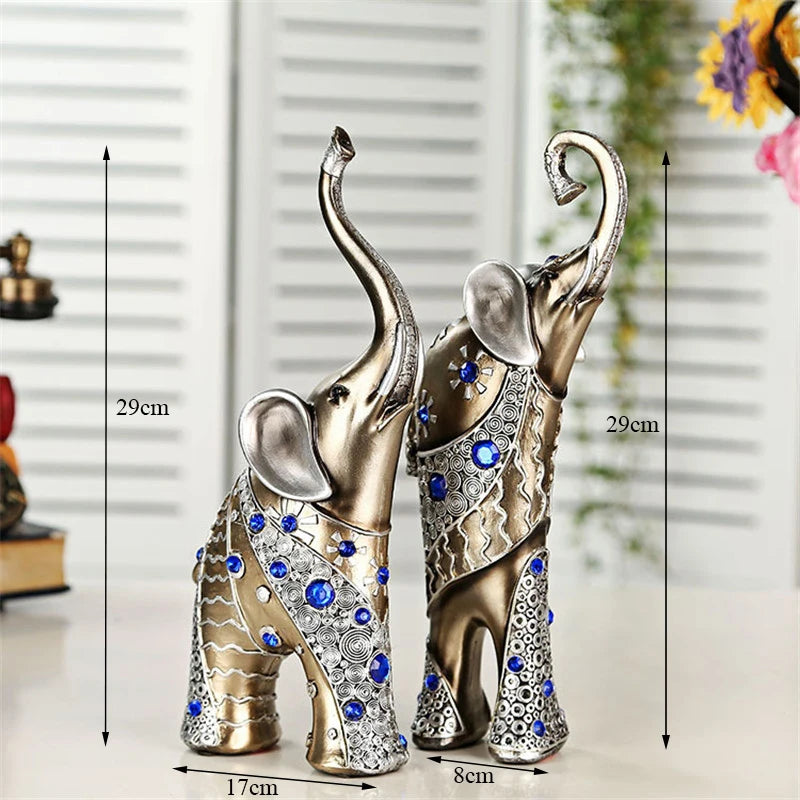 2pcs/set European Resin Elephant Mother and Child Animal Figurine Home Living Room Decoration Creative