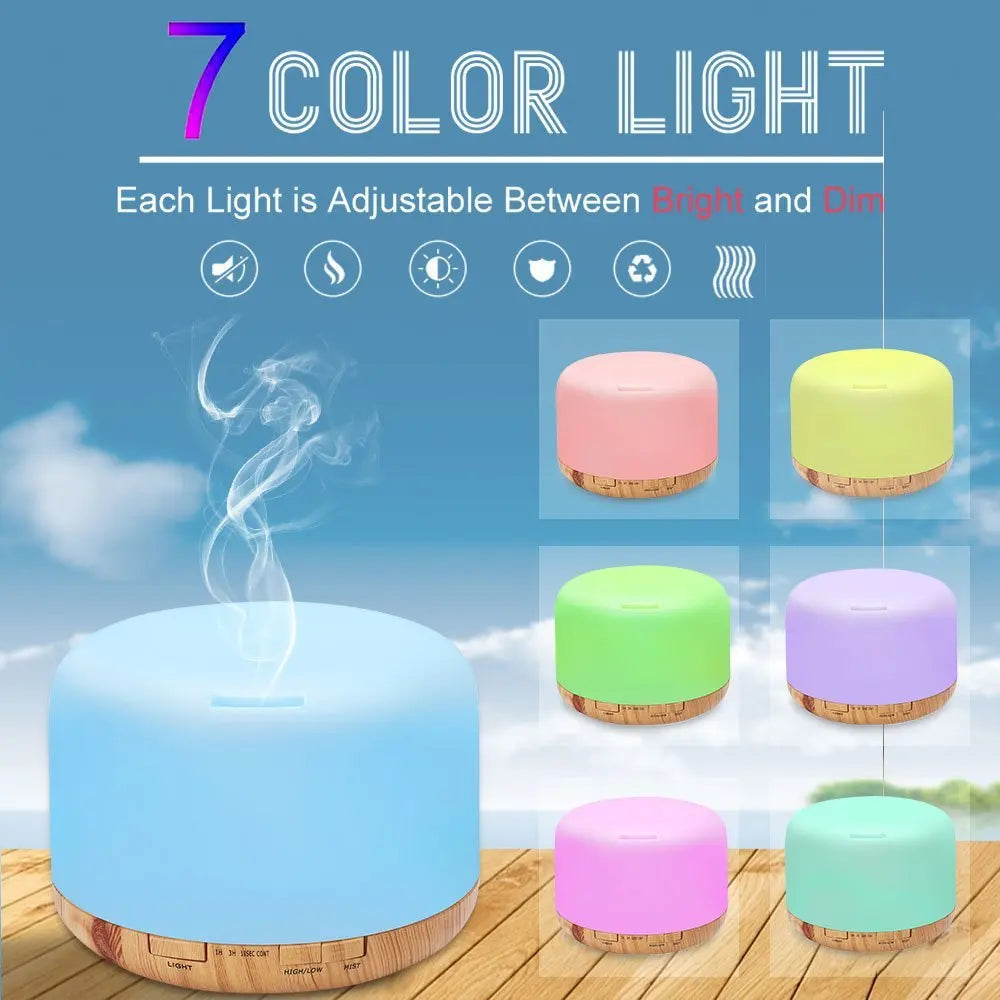 Air Humidifier With Remote Control Colorful Non-printed Ultrasound Aroma Diffuser Pure White Dark Light Wood Grain
