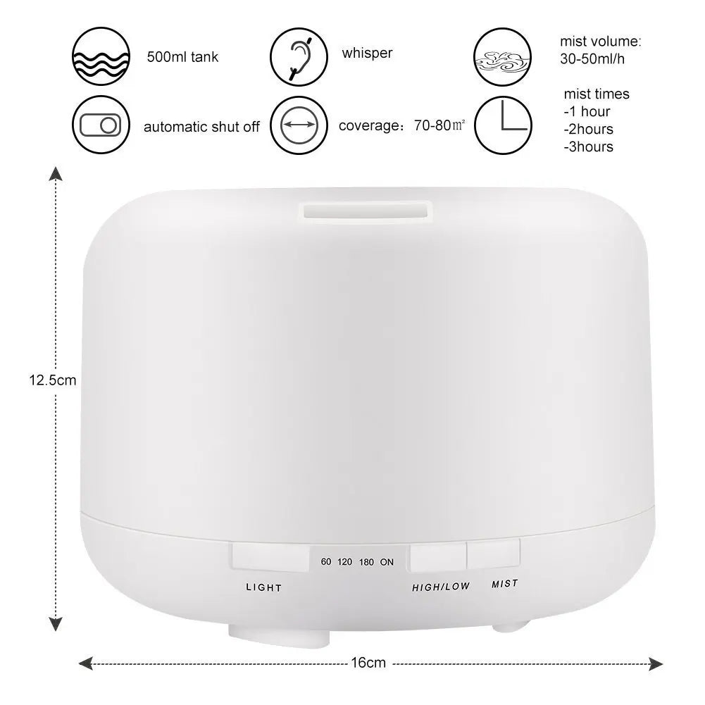 Air Humidifier With Remote Control Colorful Non-printed Ultrasound Aroma Diffuser Pure White Dark Light Wood Grain