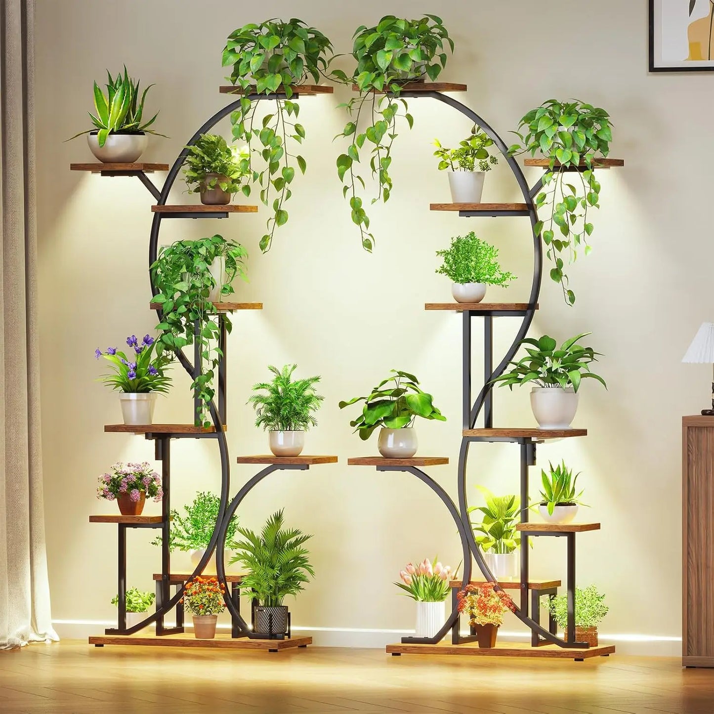 Plant Stand Indoor with Grow Lights - 9-Tier Corner Plant Shelf, 66" Tall Metal Plant Holder, Multi-Level Display for Indoor Pla