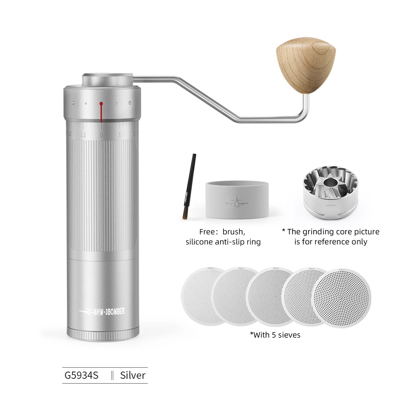 Manual Coffee Grinder for Espresso Pour Over Coffee Stainless Steel Conical Burr Adjustable Setting Barista Tools