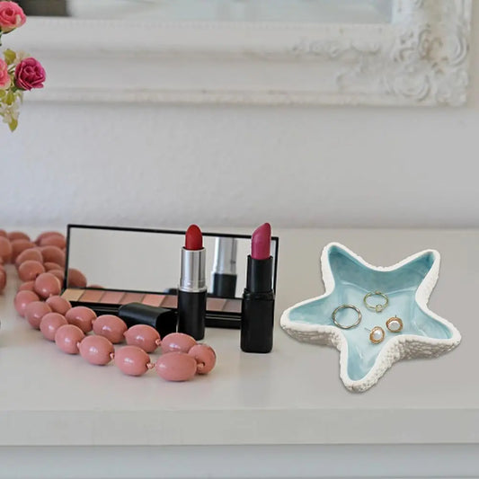 Jewelry Dish Tray Ceramic Dish Ring Holder Trinket Candy Bowl for Home Decor