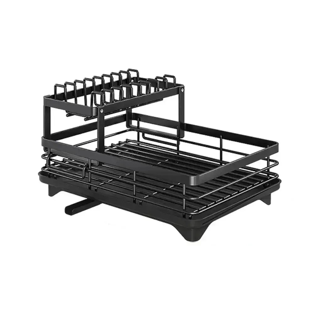 Dish Drying Rack Adjustable Kitchen Plates with Drainboard Over Sink Countertop Cutlery Storage Holder