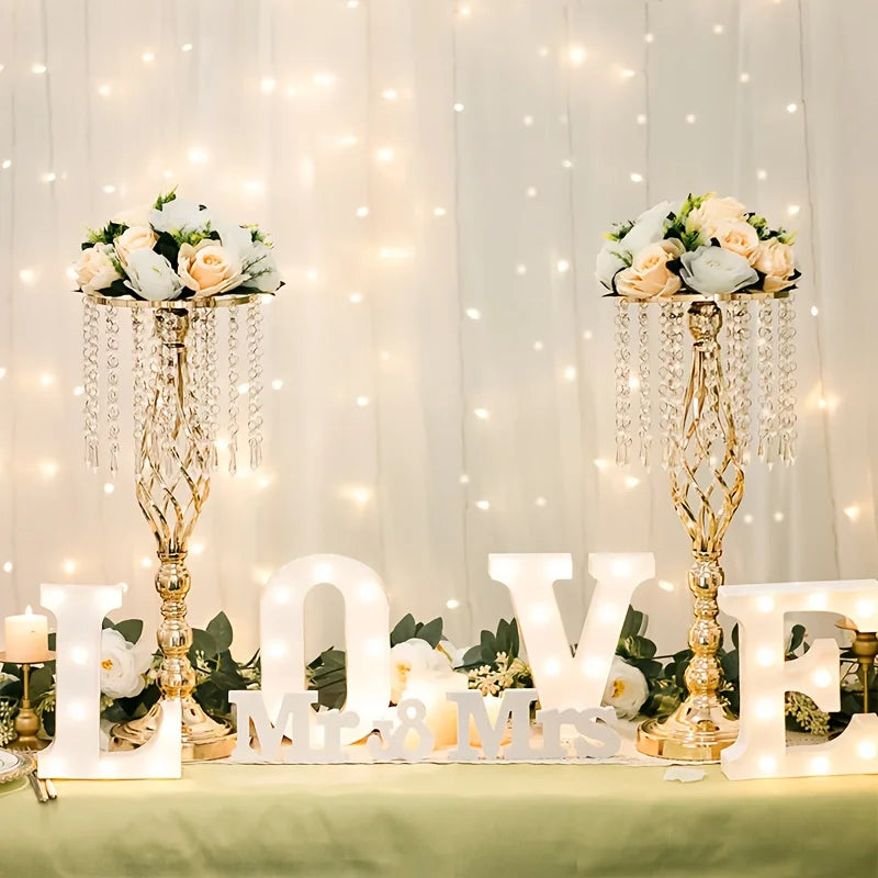 10pcs Metal Flower Vases Crystal Stand Centerpieces for Tables