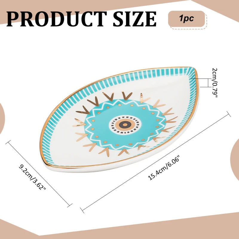 Jewelry Dish Tray Ceramic Dish Ring Holder Trinket Candy Bowl for Home Decor