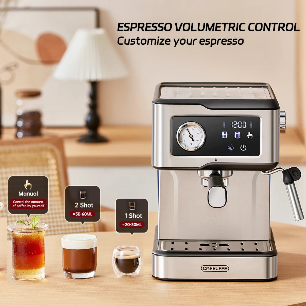 Cafelffe Espresso Machine 20Bar,Cappuccino Maker with Milk Frother Steam Wand,Coffee Maker,Semi-Automatic Cafetera present,Gift