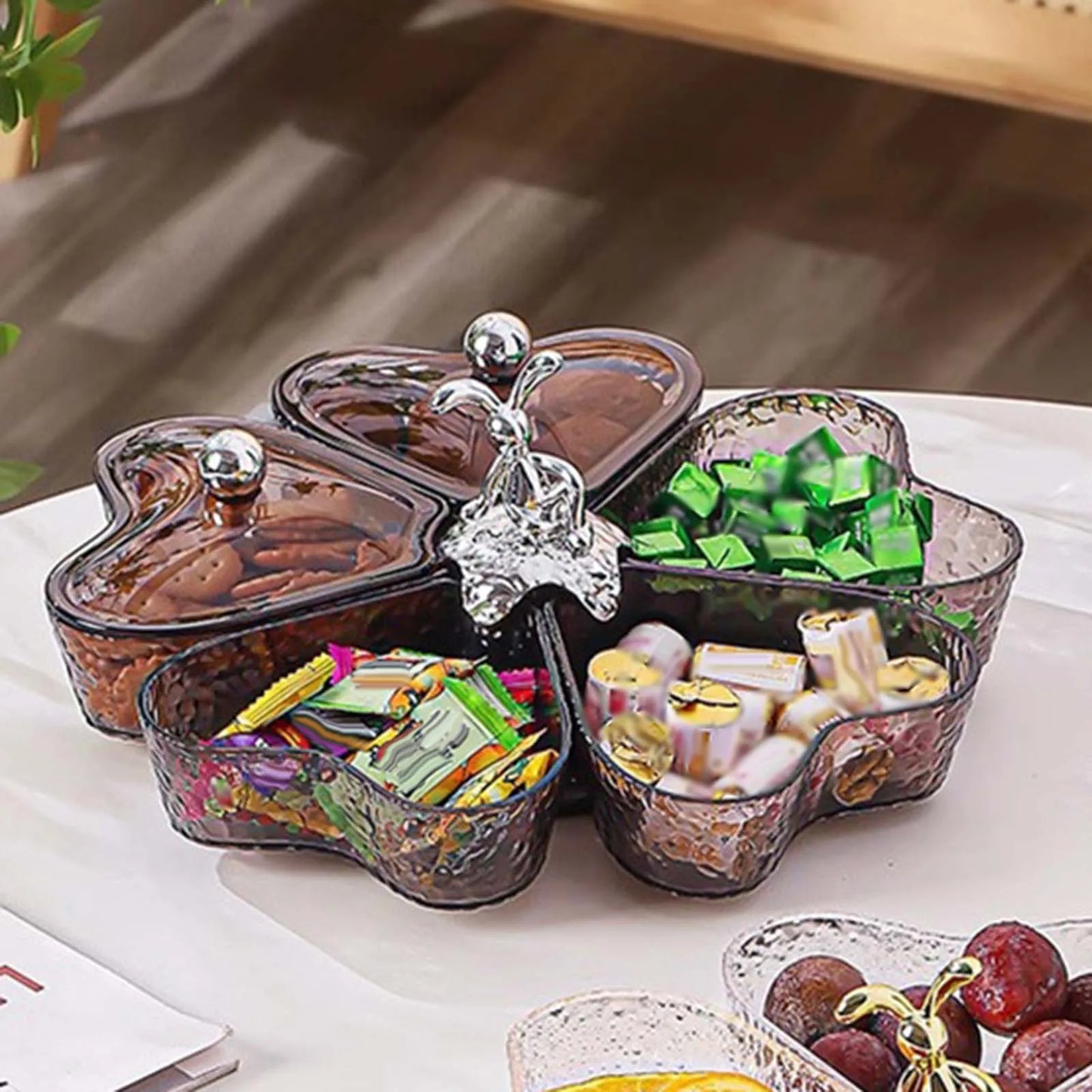 Divided Serving Tray Plate Organizer Nut Candy Veggie Tray Rotating Snack Platter for gatherings
