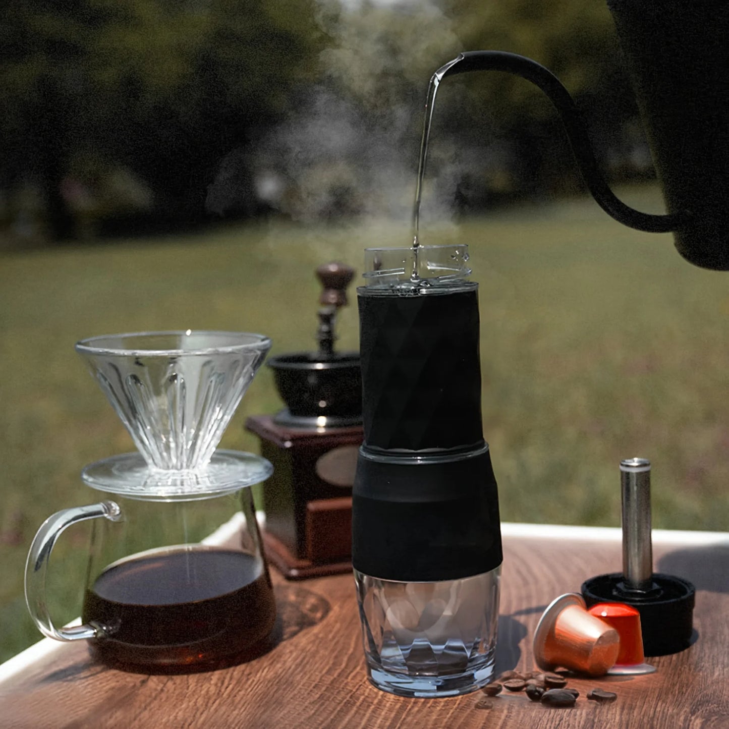 3 In1 Portable Coffee Machine Espresso For Capsule & Ground Hand Press Brewer