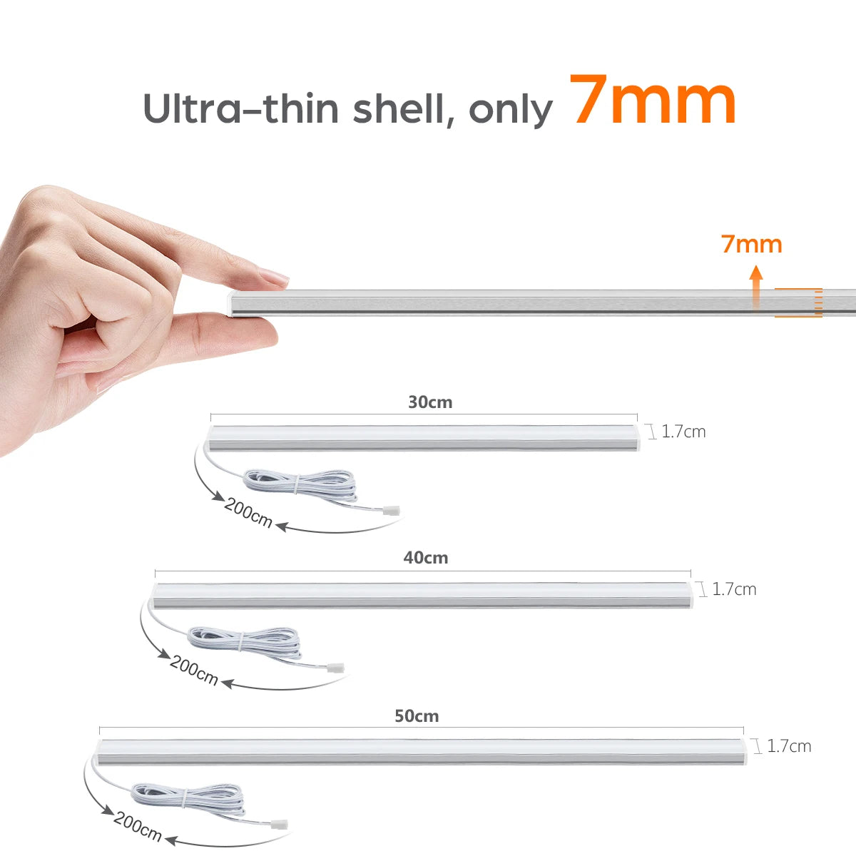 Motion Touch Sensor LED Lights Wireless Light Penetrable Wood Aluminum Bar Light Cabinet Wardrobe Lamp Backlight
