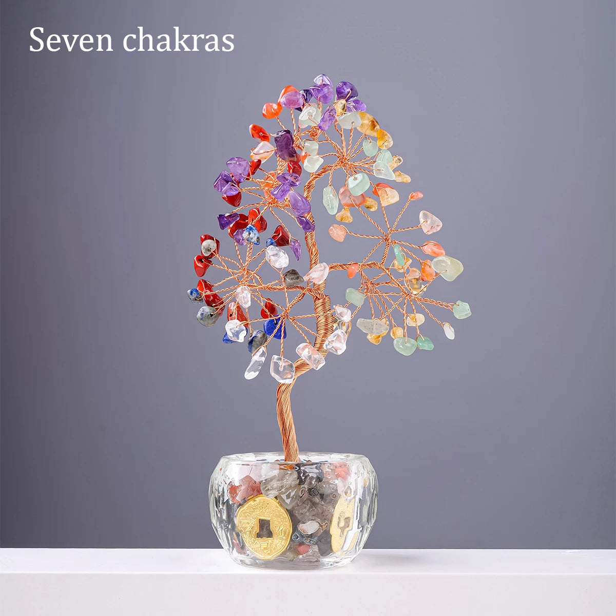 Natural Crystal Crushed Stone Tree of Life Fortune Tree Decor Ornament