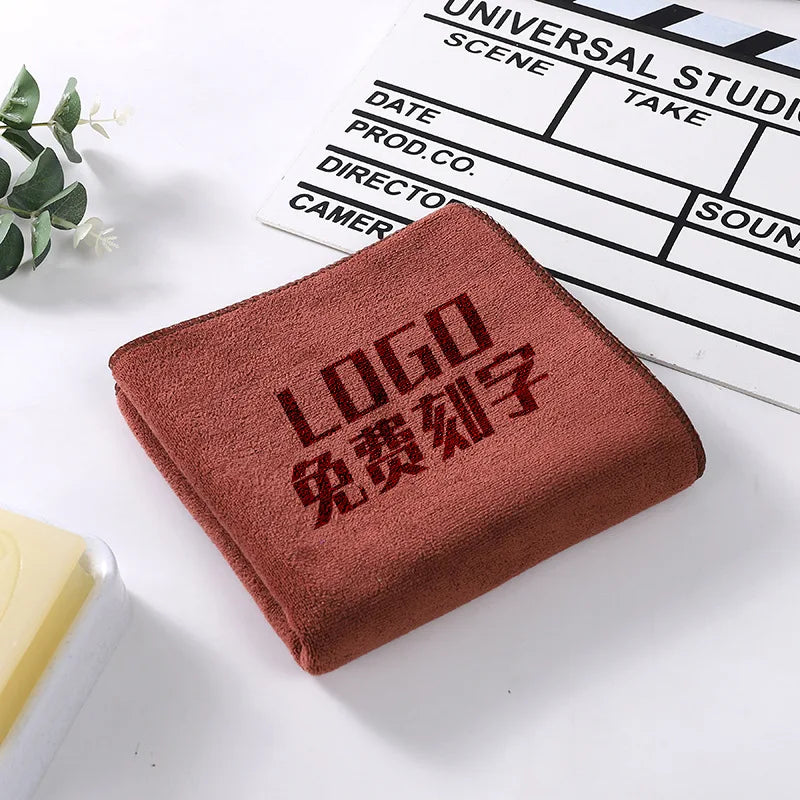 10PCS 35x75cm Custom LOGO Towels Free Laser Embossing Lettering Microfiber Beauty Salon Private Customization