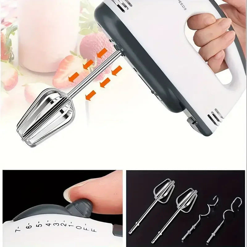 Dual-Power Kitchen Mixer - Electric & Manual Handheld Blender (Includes Mixing Bowl)