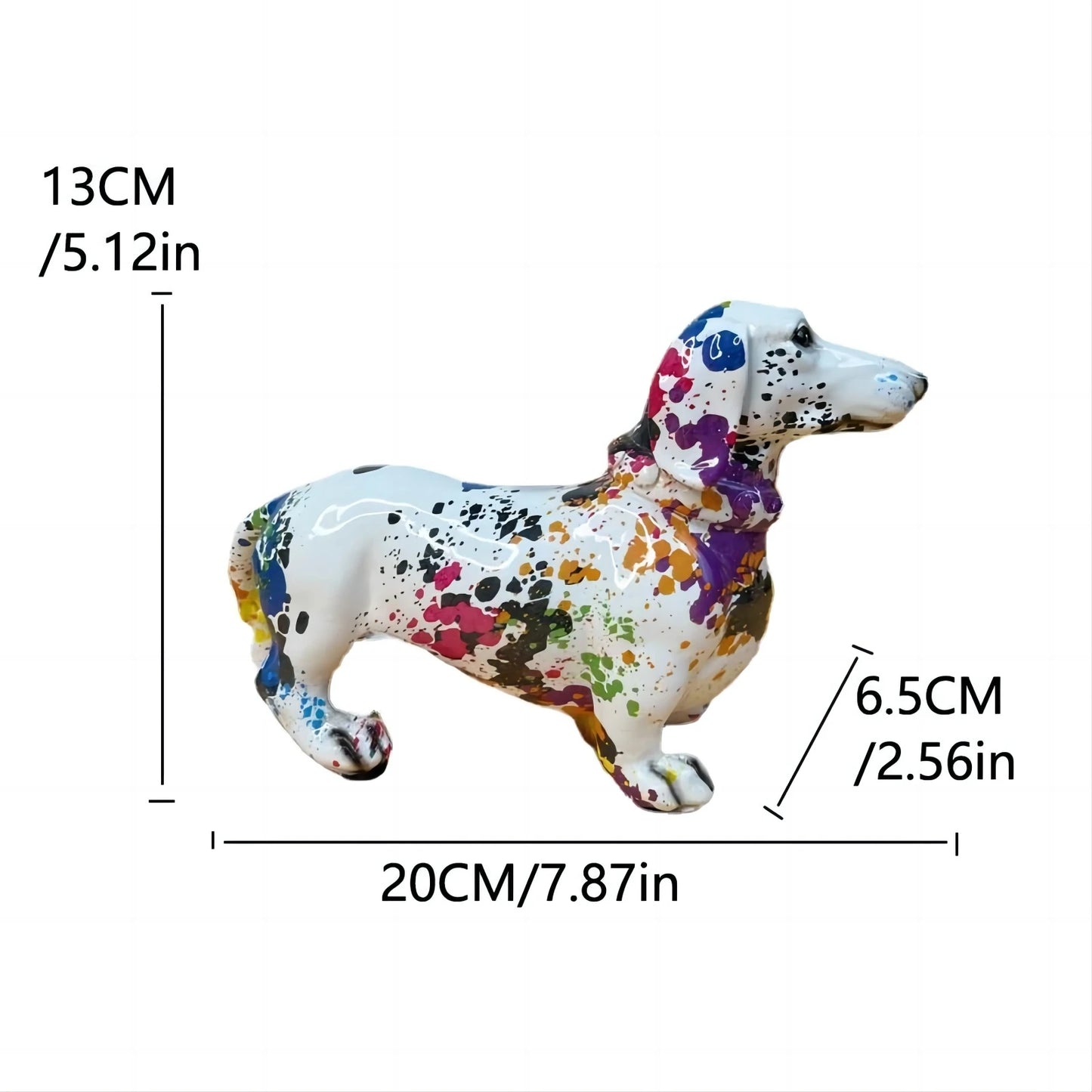 Colorful Resin Dog Statue Decor, Pet Dog Graffiti Crafts Animal Statue Ornament.