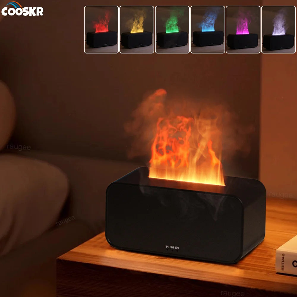 Air Humidifier Diffuser Essential Oils Mini Flame Fragrance Home  With LED Light