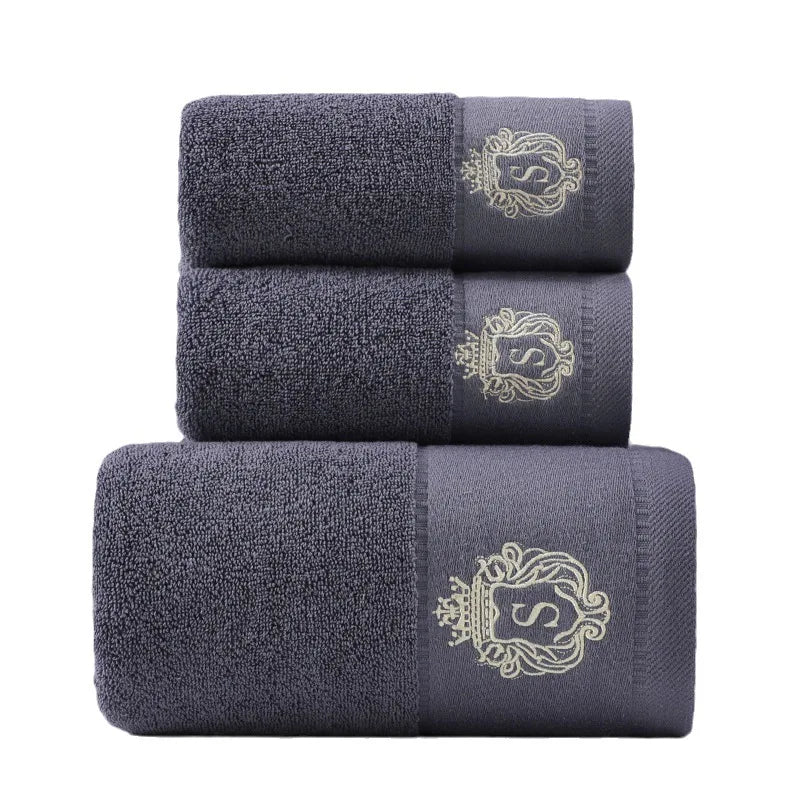 Set of 3 Cotton Bathroom Towels 2pcs Hand Face 35x75cm and 1pcs Big Bath Towels 70X140cm Washcloths