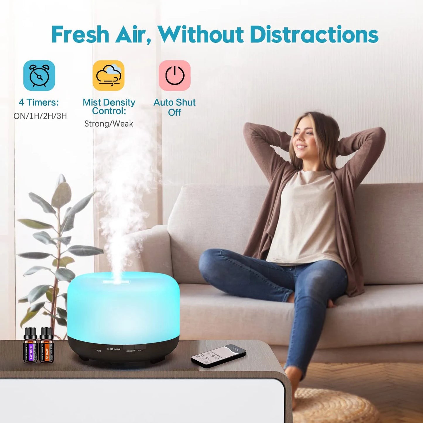 Aromatherapy Oil Diffuser, Auto Shut Off (When Water Runs Out) Essential Oil Aroma Diffuser Humidifier