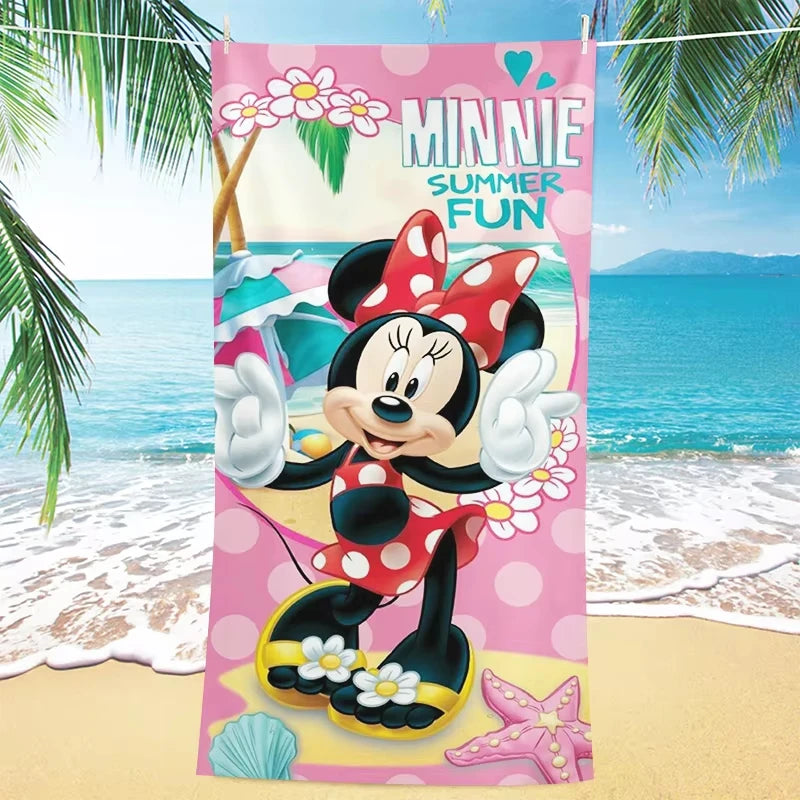 Beach Towel Cute Minnie Pink Summer 3D Printing Children and Adults Microfiber Material Soft Comfortable