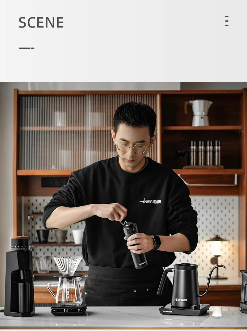 Manual Coffee Grinder for Espresso Pour Over Coffee Stainless Steel Conical Burr Adjustable Setting Barista Tools
